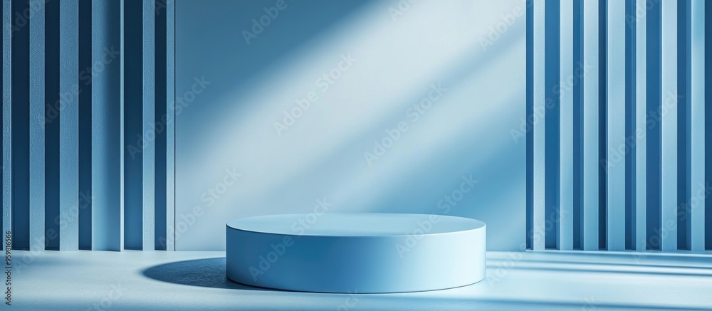 Aufkleber Blue podium on a display with a blank backdrop 3D rendering