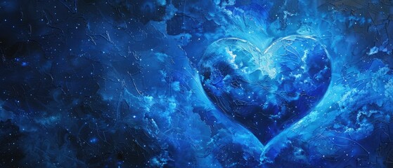 Abstract Blue Heart in a Night Sky