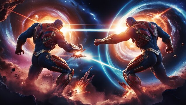 Cosmos aliens fighting , alien with armor fight concept