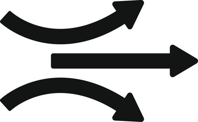 Three black arrows are pointing in different directions, showing multiple options or choices