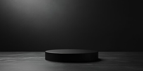 Empty pedestal in black style with ample copy space 3D rendering