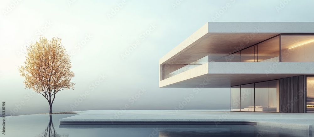 Poster minimalist surrealistic 3d architectural render