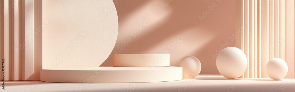 Aufkleber abstract background featuring geometric podium shapes designed for product presentation 3d illustrat
