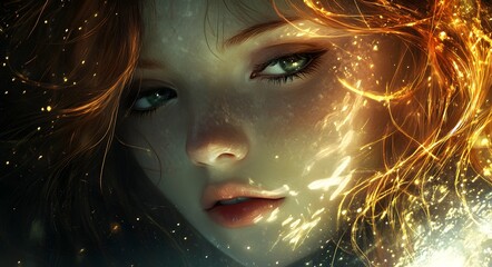 43. **Fantasy-inspired portrait with magical features and ethereal, glowing effects**