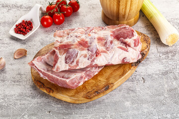 Raw pork ribs for barbecue