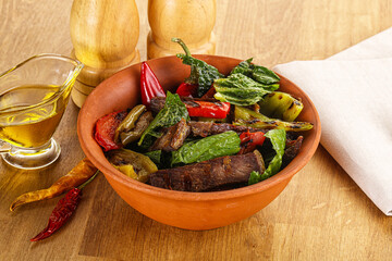 Salad with grilled beef steak