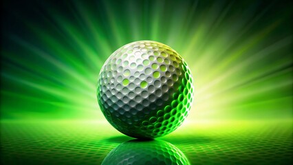 A stylized golf ball rests on the horizon, where emerald green merges with a jaunty logo, as if