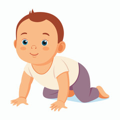 vector a baby is on all fours on white background