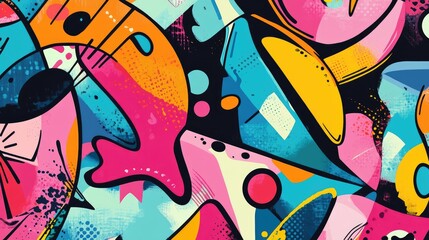 Fototapeta premium Abstract Colorful Geometric Shapes Graffiti Art