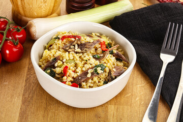 Bulgur with lamb and vegetables