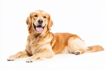 Golden retriever smiles for camera