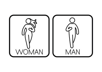 Fototapeta premium WC icons. WC icons for men and women. Men's and women's toilet signs with flat people. Flat style.