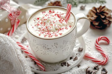 Peppermint Mocha with Whipped Cream and Candy Cane.