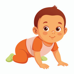 vector a baby is on all fours on white background