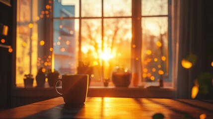 Coffee Mug in a Sunlit Window