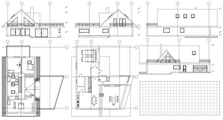 house traditional architecture plan 3d illustration	