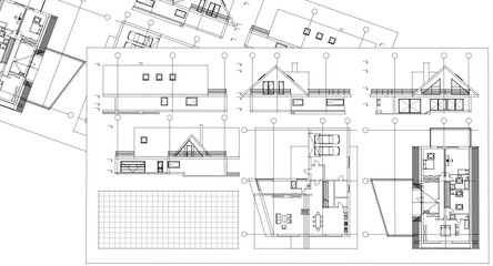 house traditional architecture plan 3d illustration	