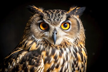 Black Owl in Black Background