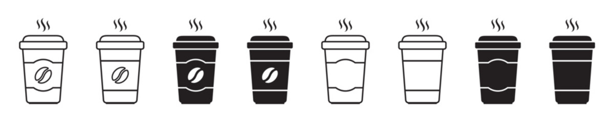 Hot coffee cup icon. Paper coffee cup icon isolated on white background.