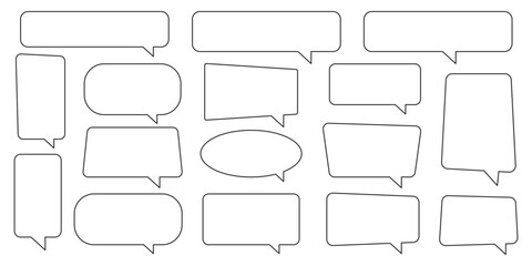 Collection of line speech bubble, speech balloon, chat bubble.