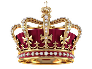 elegant luxury gold red crown isolated on white or transparent png