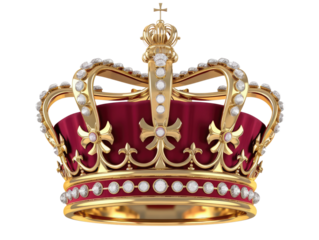elegant luxury gold red crown isolated on white or transparent png