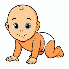 vector a baby is on all fours on white background