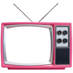 retro pink tv frame isolated on white background