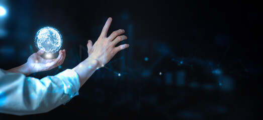 Digital transformation Hand touching the Metaverse Universe, A Conceptual Shift in Digital Transformation for Next-Generation Technology.