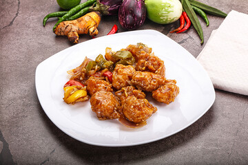 Chinese cuisine - prawn with chili sauce