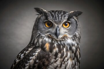 Obraz premium Black Owl in Black Background