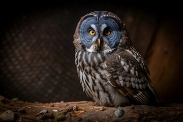Obraz premium Black Owl in Black Background