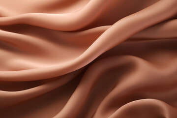 Fototapeta premium Processed collage of smooth wavy beige light brown satin silk cloth fabric texture. Background
