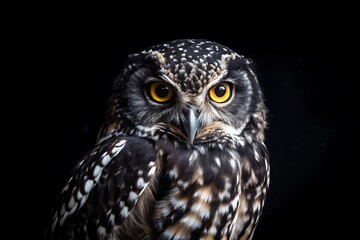 Obraz premium Black Owl in Black Background
