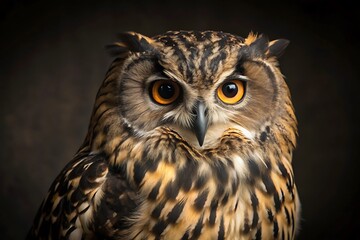Obraz premium Black Owl in Black Background