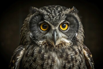 Obraz premium Black Owl in Black Background