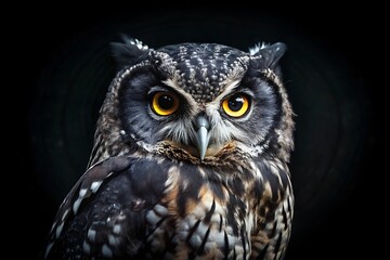 Obraz premium Black Owl in Black Background