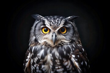 Black Owl in Black Background