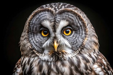 Obraz premium Black Owl in Black Background