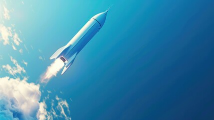 Fototapeta premium Space Exploration. 3D rendering of a rocket soaring, symbolizing humanity's ambition to explore the cosmos.