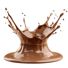 A splash of chocolate is shown in a white background