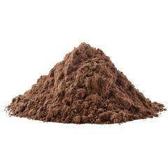 A pile of brown dirt on a white background