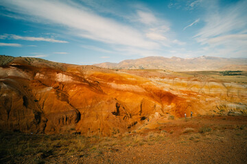 Sights of Russia, Siberia and Altai Republic, mars field. Tourism, travel and adventure. Kosh-agach, Chagan-Uzun