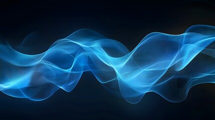 Obraz premium Dynamic blue light trails curve through a dark, futuristic landscape, creating a sense of speed and motion. The glowing streaks against the black background evoke themes of technology, innovation.