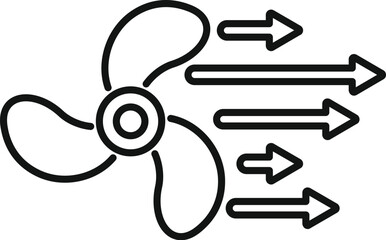 Simple propeller icon, the blades are spinning and pushing water, creating movement