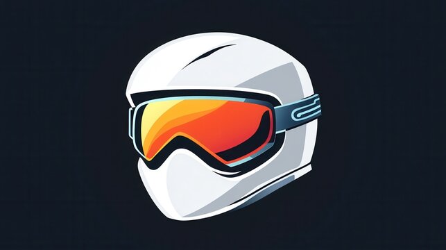 A clean and simple graphic design featuring a ski helmet and goggles, perfect for winter sports branding and apparel. Generative AI