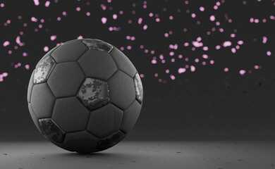 Fototapeta premium black soccer football on black sparkly background