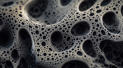 Abstract fractal texture with dark porous organic patterns, sci-fi inspired design