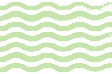 Hand drawn wave pattern with brush and green paint. Vector illustration