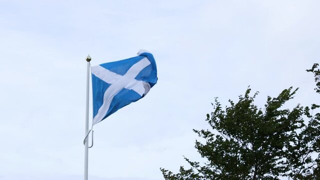 Scottish Flag Waving at Wallace Monument